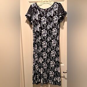 Navy Floral Print Dress, sz L